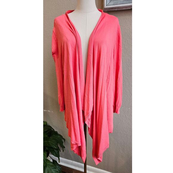 Ann Taylor Women's Open Front Soft Wrap Cardigan Sweater Size XL Coral Office - Picture 1 of 5